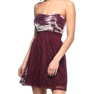 NWT Zumiez | Luna Chix strapless burgundy tie dye dress xs